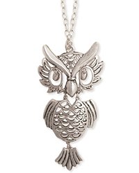 Silver Metal Articulated Owl Necklace