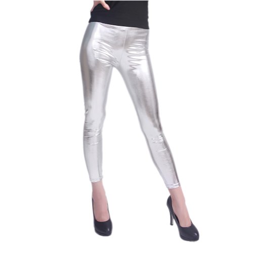 HDE Women Clubwear Shiny Liquid Wet Look Metallic Stretch Leggings Plus Sizes Available