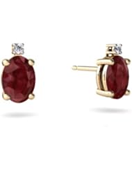 Genuine Ruby 14kt Yellow Gold Stud Earrings
