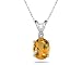 8X6mm Oval Citrine and Diamond Stud Pendant in 14K White Gold