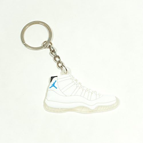 Air Jordan 11 Basketball Jumpman Key Chain in White/Baby Blue
