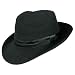 SHARP WIDE BRIM GANGSTER BLACK WOOL STYLE FEDORA HAT