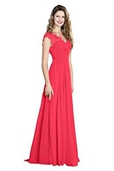 V-neck Cocktail Chiffon Lace-Up Evening Dress/Homecoming Dress/Bridesmaid Dress/Prom Dress/Maxi Dress 