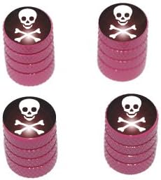 Skull and Crossbones - Tire Rim Valve Stem Caps - Pink