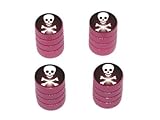 Skull and Crossbones - Tire Rim Valve Stem Caps - Pink Cheap