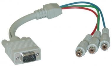 HD15 (VGA) Male to RCA x 3 Female, D / Shield, (HD15 to Component Video) Adaptor, 1 ft -- Not For Computer Use