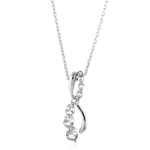 Sterling Silver Created White Sapphire Infinity Pendant W/18 Box Chain