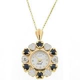 Search : Sterling Silver Two Tone Genuine Sapphire Hearts and Diamond Watch Pendant