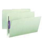 Smead Pressboard File Folders with SafeSHIELD Fasteners, Legal, 1/3 Cut Tab, Two Fasteners, 3-Inch Expansion, Gray/Green, 25 Per Box, (19944)