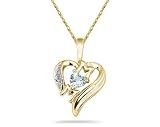 Aquamarine and Diamond Heart MOM Pendant