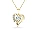 Aquamarine and Diamond Heart MOM Pendant