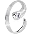 Sterling Silver 925 Cubic Zirconia SOLITAIRE FLARE Adjustable Toe Ring