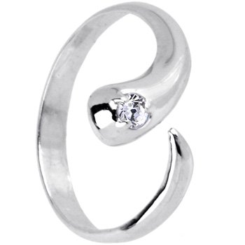 Sterling Silver 925 Cubic Zirconia SOLITAIRE FLARE Toe Ring - Size 5