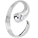 Sterling Silver 925 Cubic Zirconia Solitaire Flare Adjustable Toe Ring