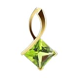 14 KT Yellow Gold 3.2 CTW Peridot 10 MM Stone Pendant 14K