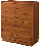 Logik Four Drawer Chest in Sunny Pine Finish: Pure White