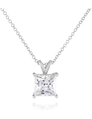 Sterling Silver Swarovski Zirconia 3 ct Princess Solitaire Pendant