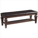 Entryway Bench with Upholstered Seat in Distressed Chestnut Finish