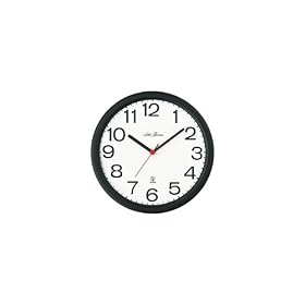 Seth Thomas Howard White Dial Black Plastic Case with Radio Controlled Wall Clock