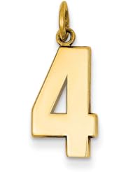 14k Yellow Gold Casted Medium Polished Number 4 Charm Pendant. Metal Wt- 1.08g
