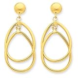 14k Gold Polished Oval Dangle Earrings
