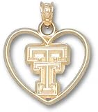 Texas Tech Red Raiders Solid 10K Gold Bevel ''TT'' Heart Pendant