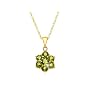9ct Yellow Gold Peridot Flower Pendant On 18" Rope Chain