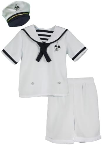 Precious Angels Baby Boys Infant White Nautical Bodysuit and Sailor Hat Set - 9 Months