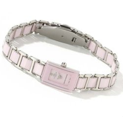 Oniss Ladie's Petite Stainless Steel & Ceramic Bracelet Watch Model ON-391-L4(Pink Face and Band)