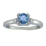 0.60 Ct Blue Diamond Solitaire Engagement Ring In 14k White Gold With Claw Setting, Available In Sizes 4, 5, 6, 7, 8, & 9.