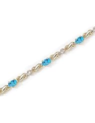14kt Yellow Gold Oval Blue Topaz and Diamond Bracelet