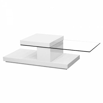 Table basse blanc laqué avec plateau pivotant ROTA