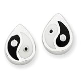 Sterling Silver Black & White Enameled Ying-Yang Earrings QE1538