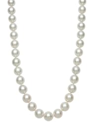 AA+ Quality Round White 9-9.5mm Akoya Pearl Strand Necklace 36 Inch, with 14k White Gold