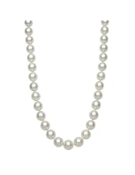 AA Quality Round White 8-8.5mm Akoya Pearl Strand Necklace 36 Inch, with 14k Yellow Gold