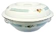 Porcelain covered casserole / serving bowl - white with small flowers and blue detailing
