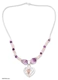 Rose quartz and amethyst necklace, 'In My Heart'