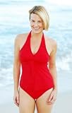 BEACH BELLE® SOLID BABYDOLL HALTER TANKINI TOP – WOMEN’S SWIMSUIT PLUS SIZE SWIMSUIT