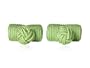 Classic Spring Light Green Silk Knot Log Cufflinks With Velour Pouch