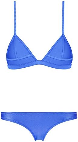 Skyjoy Women Neoprene Bikini In Bright Color Neon Binding Swimsuit Swimwear (L:US4-6, blue#2)