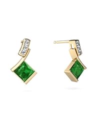 Genuine Emerald 14kt Yellow Gold Dangle Drop Earrings