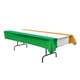 St Patrick's Day Irish Green, White & Gold Plastic Tablecloth 54" x 108"