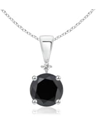 2.725 ct Round Enhanced Black Diamond and White Diamond Accent Solitaire Pendant Necklace