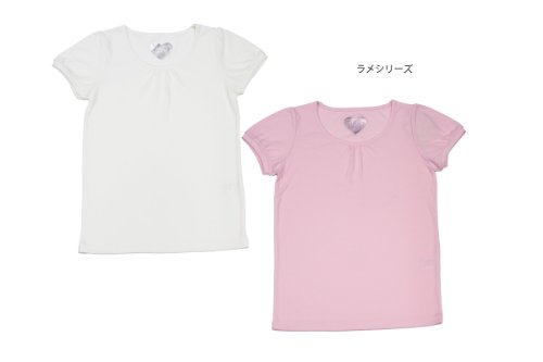 女性衿ぐりギャザーパフスリーブTシャツ KT