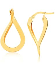 14K Yellow Gold Flat Polished Twisted Hoop Earrings