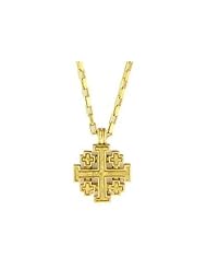 Gold Jerusalem Cross Necklace - 18 inch chain