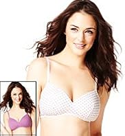 2 Pack Cotton Rich Non-Wired Padded T-Shirt A-D Bras