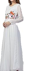 Spring Lace Long Sleeves Sleeveless Chiffon  Shirt Maxi Dress 
