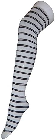 Javel Women's Double Striped Opaque Thigh High Over the Knee Nylon Socks