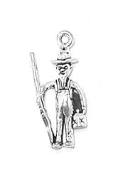 Sterling Silver 3D Hillbilly Moon Shiner Charm With Rifle Gun